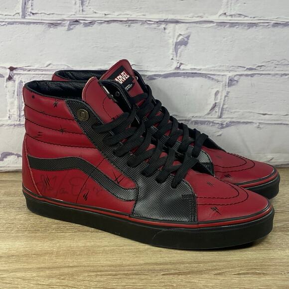 Vans Sk8-Hi Deadpool Marvel Red High Top Sneakers Men's 11 Skate Shoes - Picture 1 of 9